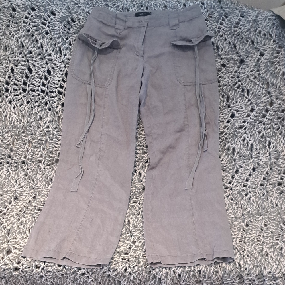 291 - Liliblue Grey Linen Pants | Effortless Boho Utility | Relaxed Wide Leg
